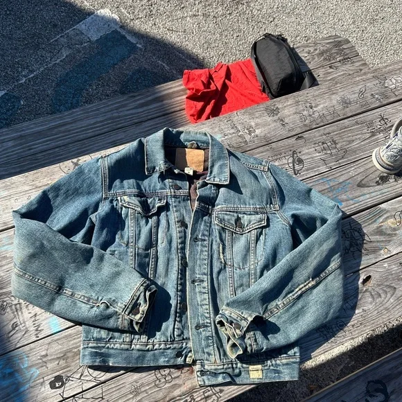 Vintage Abercrombie & Fitch Blue Denim Trucker Jacket Men’s medium Rare - Picture 7 of 10